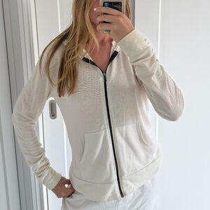 White Zip-Up Super Soft Material Hoodie